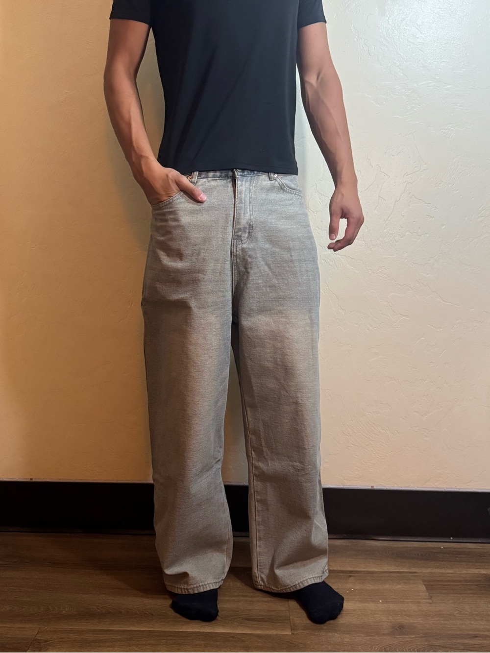Baggy Acid Wash Blue Jeans